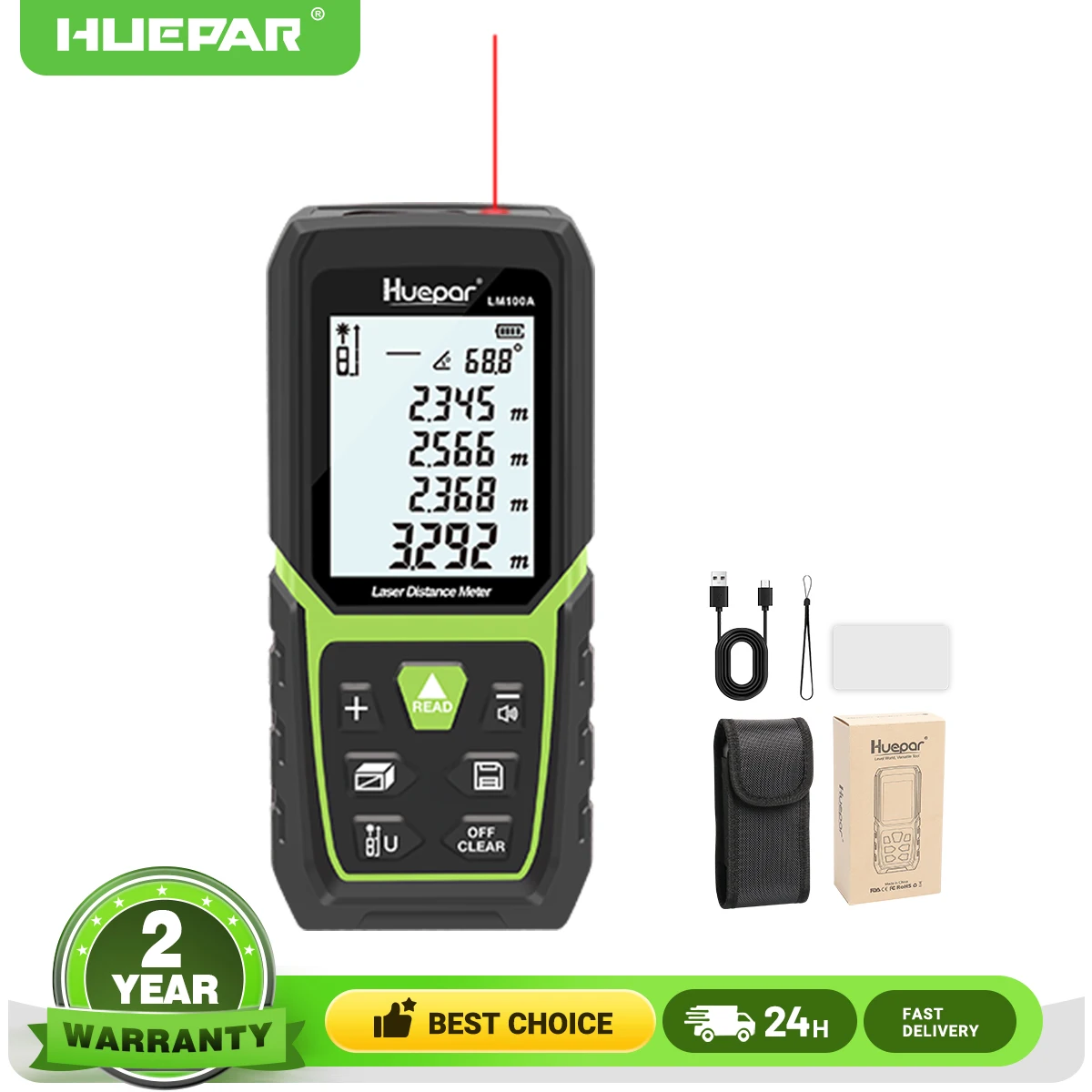 Huepar Laser Entfernungs messer wiederauf ladbarer Entfernungs messer 50m/120m/m Messwerk zeug mit