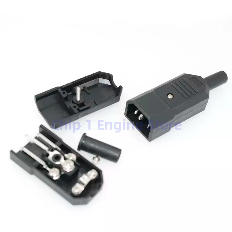 10A 250V Black Male female docking Plug Connector Rewireable Plug Rewirable Power Konektor 3 Pin AC Socket