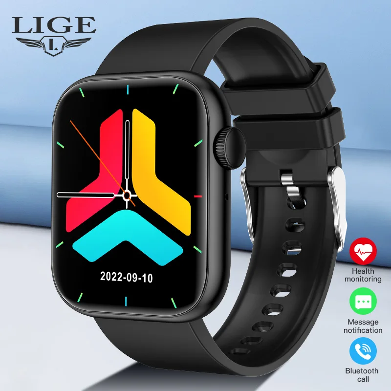 

LIGE 1.85inch Smart Watch Men Bluetooth Call Temperature Monitor Smart Wristwatch Heart Rate Sports Fitness Tracking Smartwatch