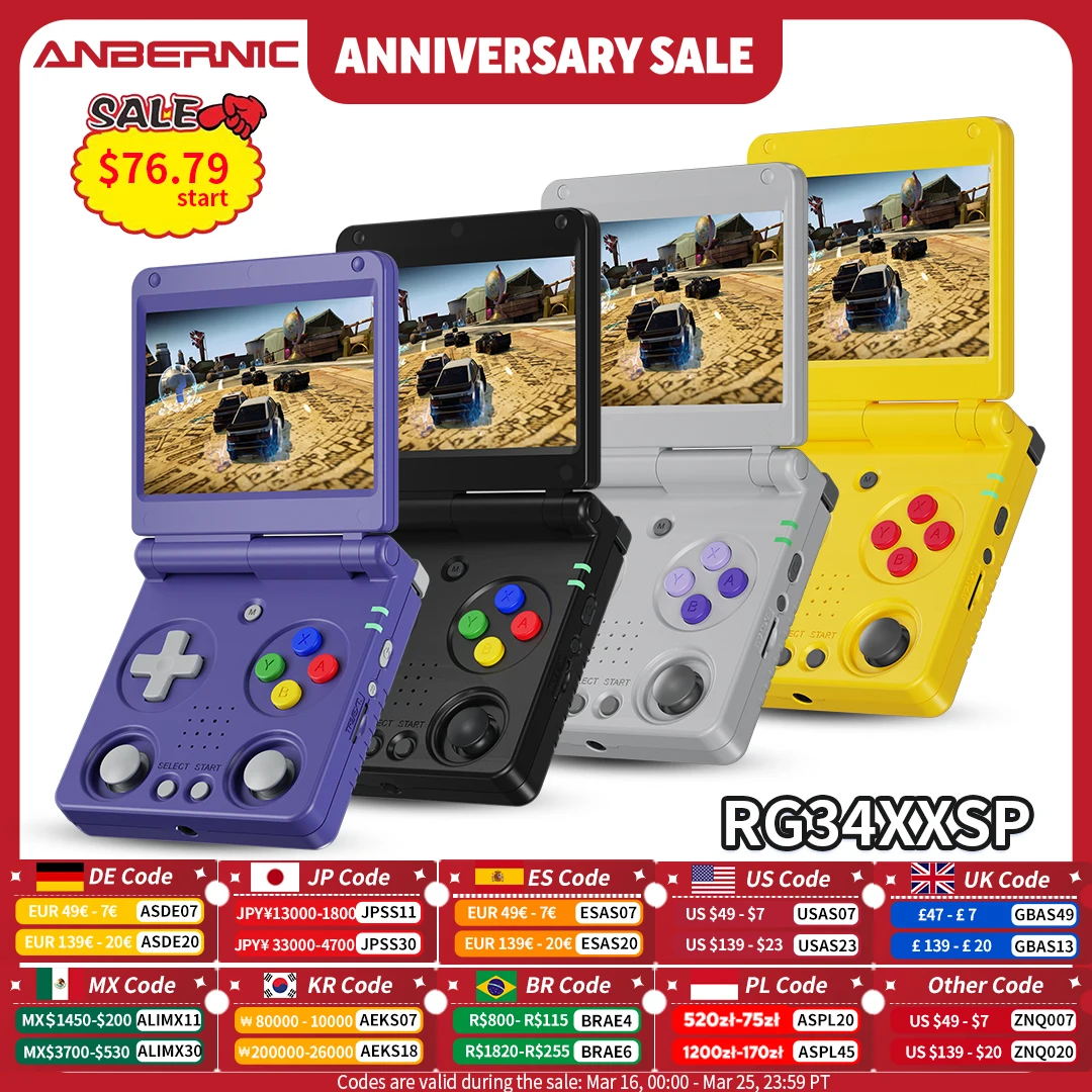 ANBERNIC RG34XXSP Flip Handheld Konsole 3,4'' IPS Bildschirm Linux 64-bit 64G 5000+ Spiele Unterstützt 5G WIFI HD-MI TV Ausgang Streaming