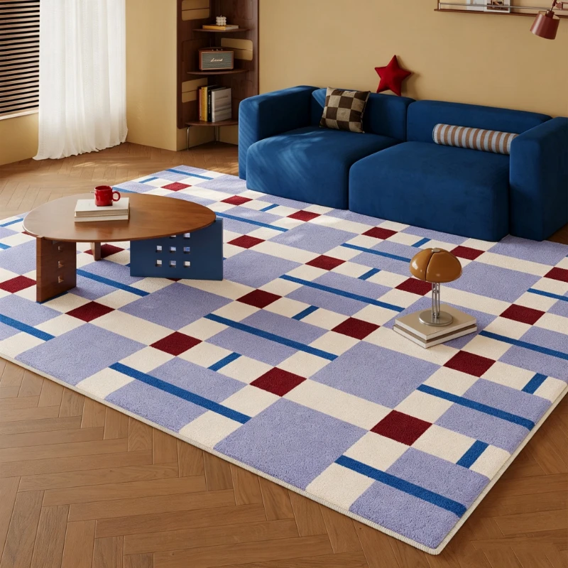 Living Room Carpet Stain-resistant Wear-resistant Floor Mat Minimalist Geometric Pattern Rug Large Size Home Decoration Carpets