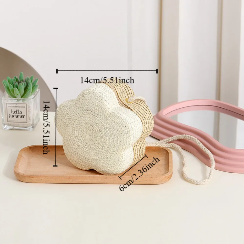 Borsa a tracolla piccola in paglia Kawaii fata per le vacanze Borsa in paglia da spiaggia bohémien Borsa a tracolla in tessuto casual a forma di fiore per bambini