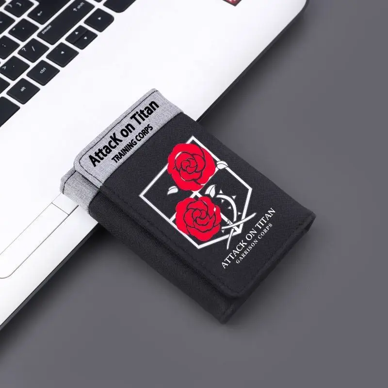 Cartera corta Attack the Giant Trend Student edición Liwell Soldier Free Wings monedero plegable tarjetero