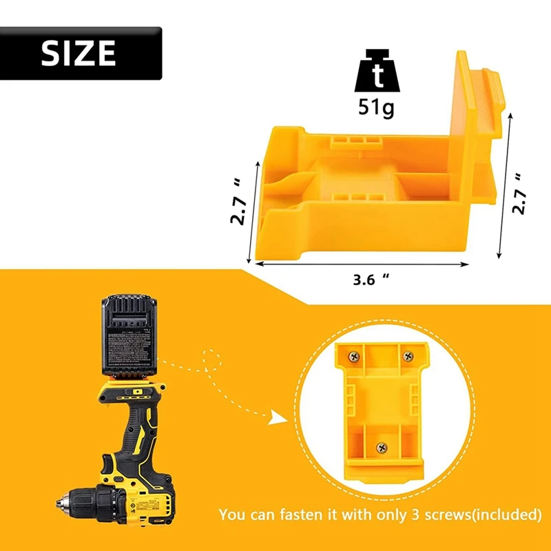 4 Packs Tool Mount For Dewalt 18V,20V Drill, Battery Holder For Dewalt 20V Battery MOUNTS/Hanger/Dock Holder