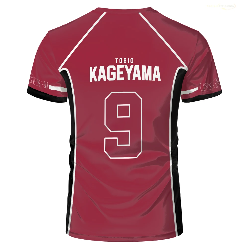 Haikyuu Anime Uniforms T Shirt Fashion Cartoon Cosplay Red Costume T-shirts for Men Karasuno High School Boys Volleyball Jersey