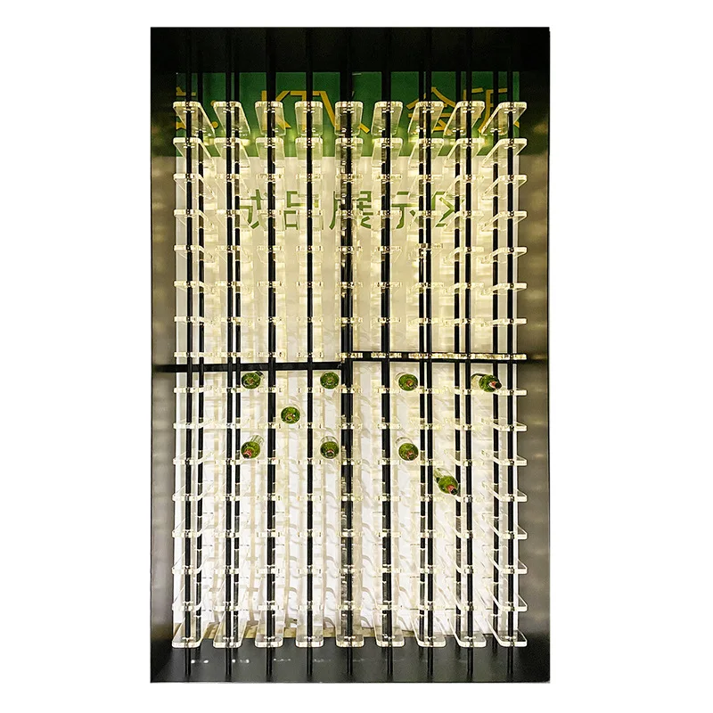 Light Luxury Dining Side Wine Cabinet Stainless Steel Luminous Acrylic Wine Rack Bar Pub Foreign Wine Display Rack Back Plate Wi