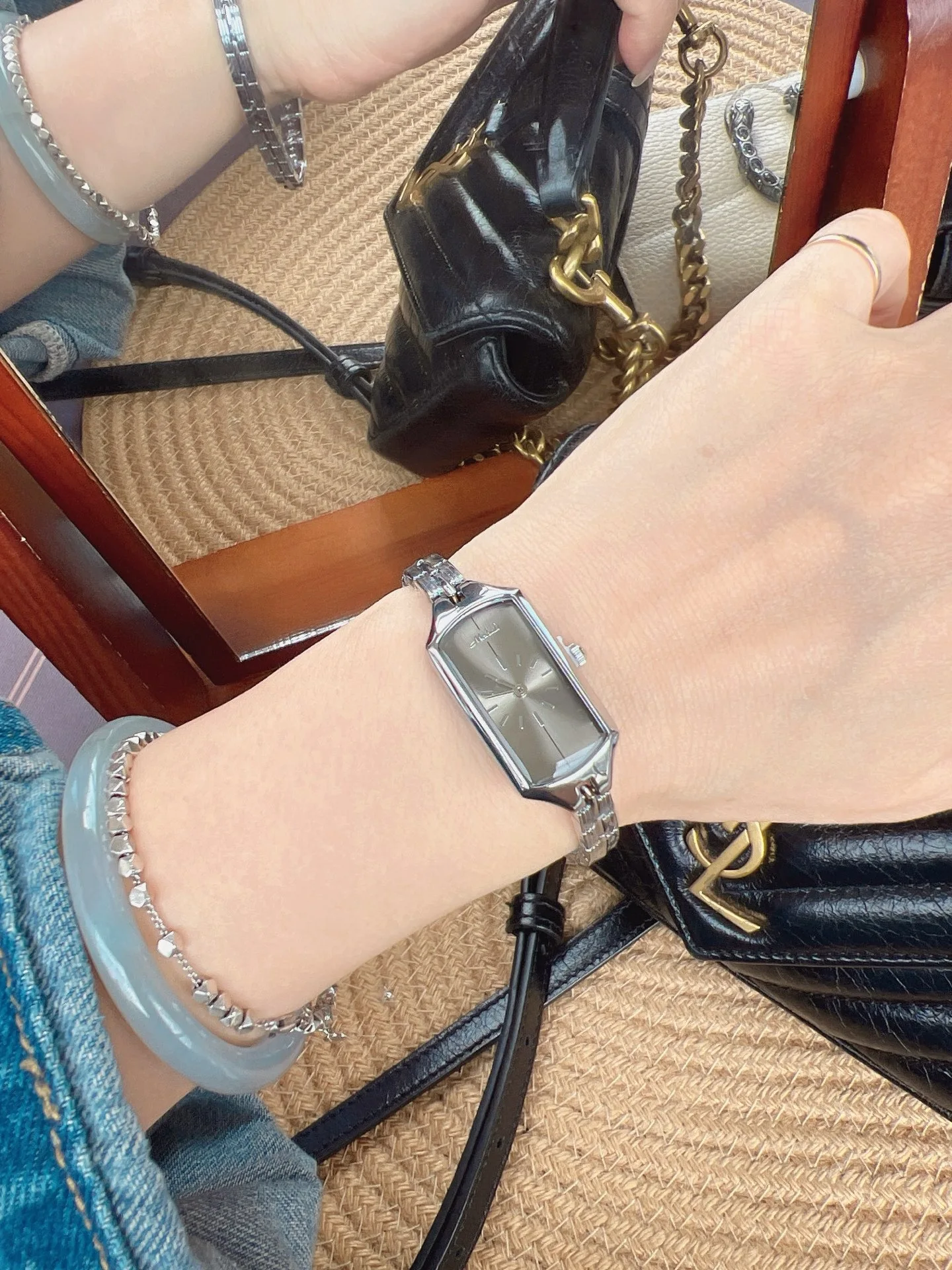 2026 New Fashionable Small Dial Steel Strap Chain Watch, Luxury Silver Gray Women'S Watch, Clock Watch For Ladies