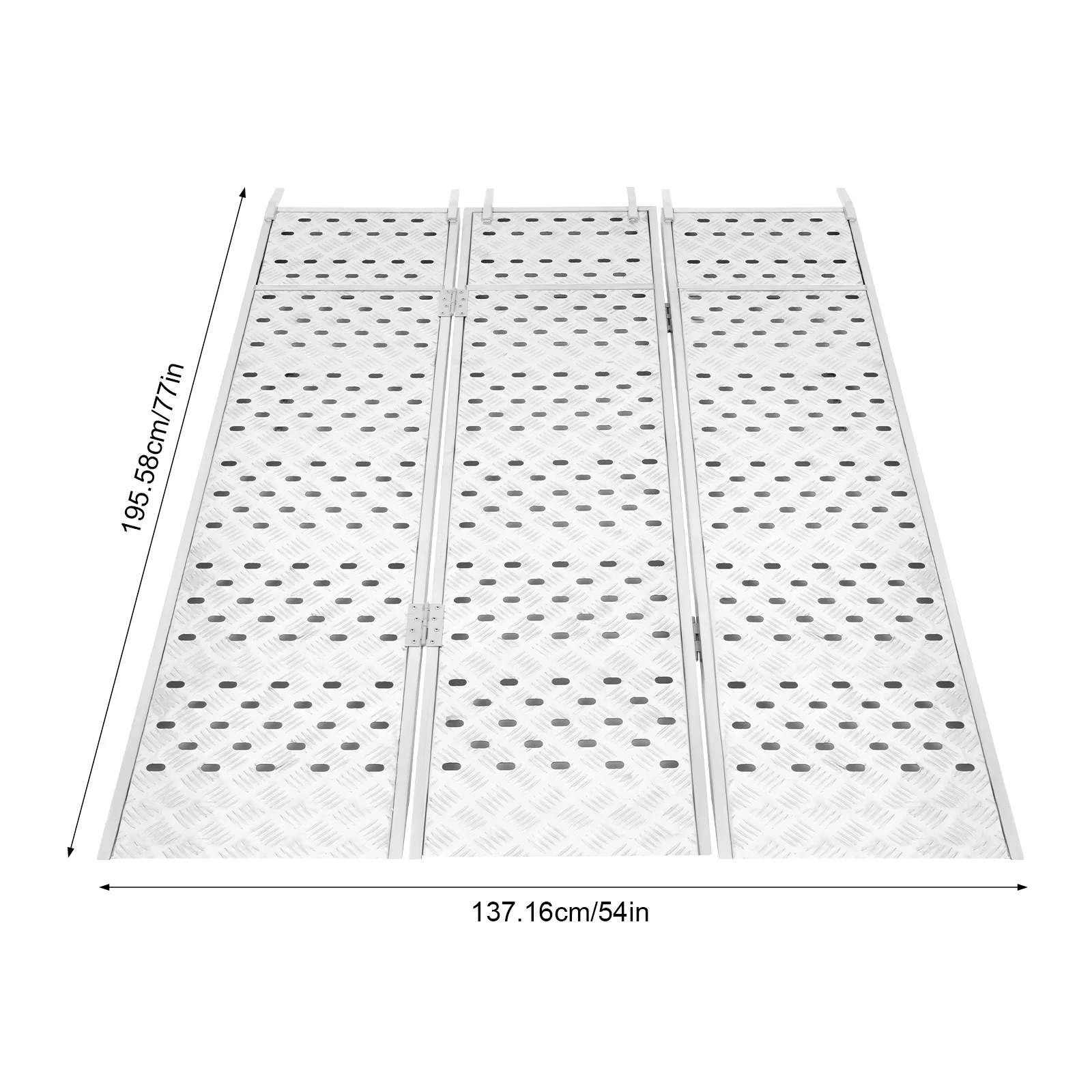 Folding Loading Ramp 1500 lbs Capacity Aluminum Alloy Truck Motorcycle Ramp 54x77 Inch with Straps for ATV UTV