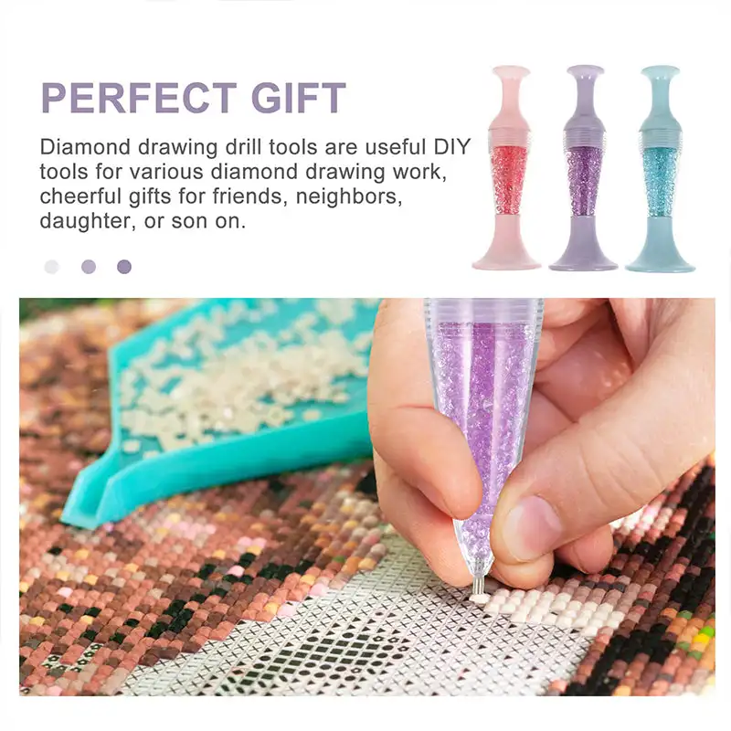 Strumento per penna per pittura con diamanti Penna per arte con diamanti Penna per trapano a punta a forma di vaso di fiori Punta per unghie Punteggiatura di diamanti per la produzione artigianale di nail art