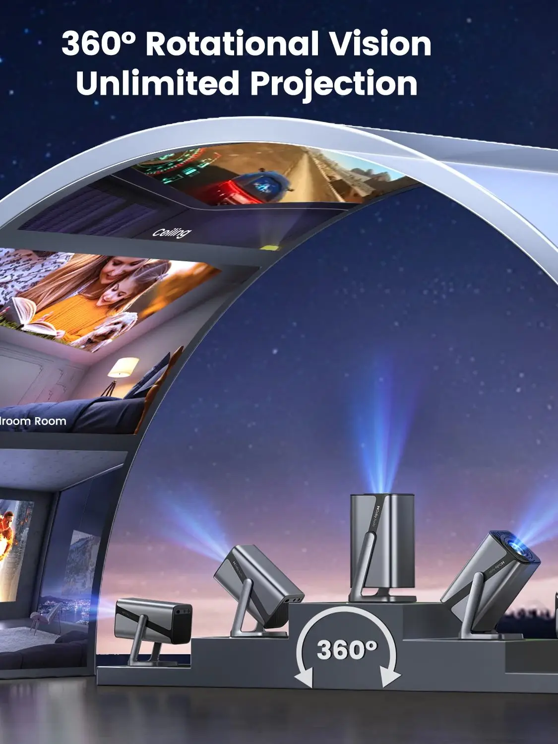 IWIMIUS-Projektor 4K Netflix Offiziell WIFI6 Native 1080P 800ANSI Autofokus & Keystone BT5.2 Portable 360 °   Drehen Sie das Heimkino