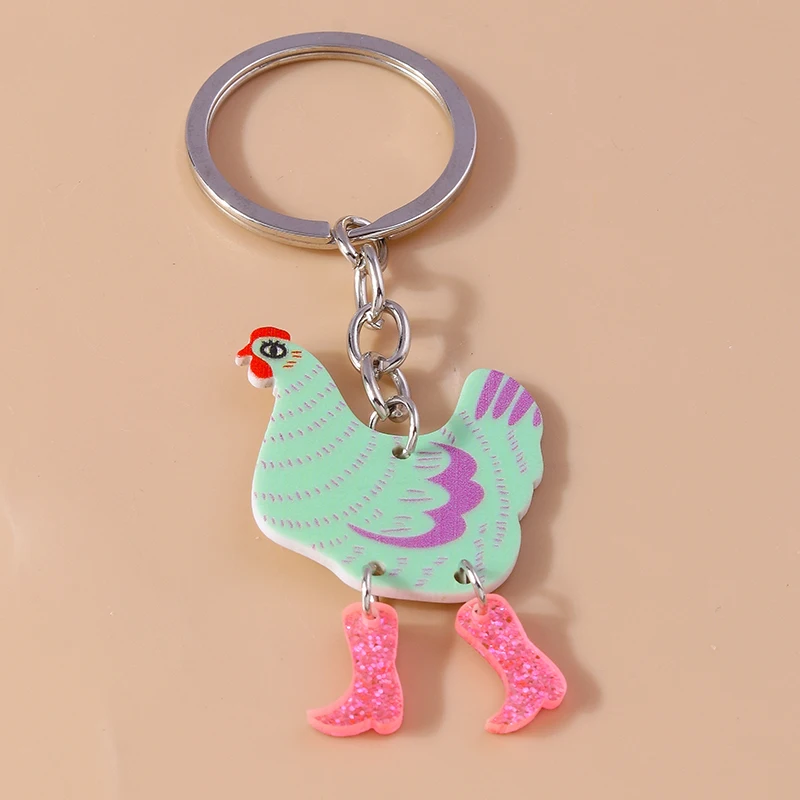 Cute Funny Easter Chicken Hen Keychain Animal Keyring Pendants for Women Girls Handbag Accessories DIY Jewelry Gifts