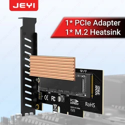 Scheda adattatore da JEYI M.2 NVME a PCIe con dissipatore di calore SSD, scheda di espansione ssd PCIe 4.0 X4 da 64Gbps per PC Desktop, Gen4 Gen3 Gen2