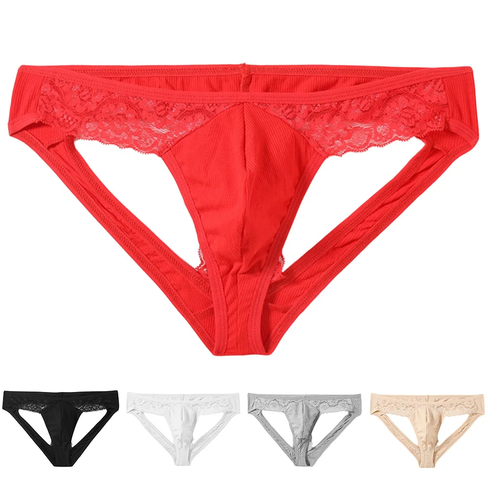 

Men Sexy Brief Back Hollow Open Butt G-string Thongs Lace Gay Sissy Panties Underwear Man Jockstrap Thong Lingerie Underpants