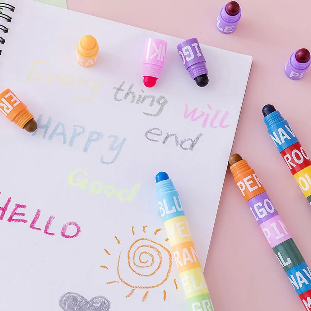 

Creative Graffiti Crayon Colorful School Office Supplies Highlighter Marker Pen Color pen Solid Fluorescent Pen Painting Pens