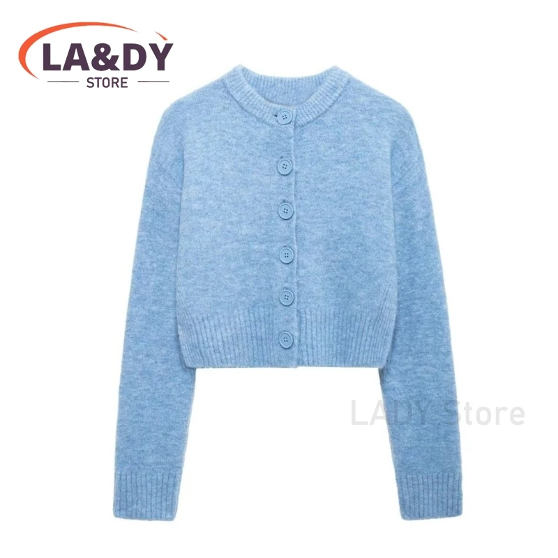 Cardigans Coat Women 2024 Autumn Fashion Round Collar Button Knitted Sweater Female Casual Long Sleeve Solid Color Outwears Tops