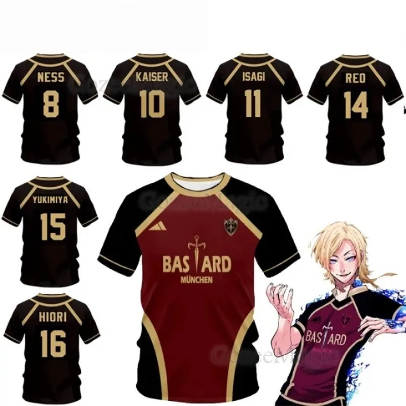 Men's Quick-Dry Breathable 3D Print Sports T-Shirt Harajuku Style Outdoor Football Jersey Short-Sleeve Parent-Child Anime Design