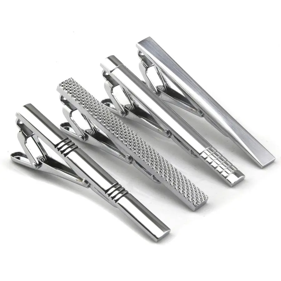 

Tie Tack Pins Tie Clips for Men Fathers Day Gift Silver Necktie Bar Pinch Clip Set 2.3 Inch Metal Clasps Business Professional F