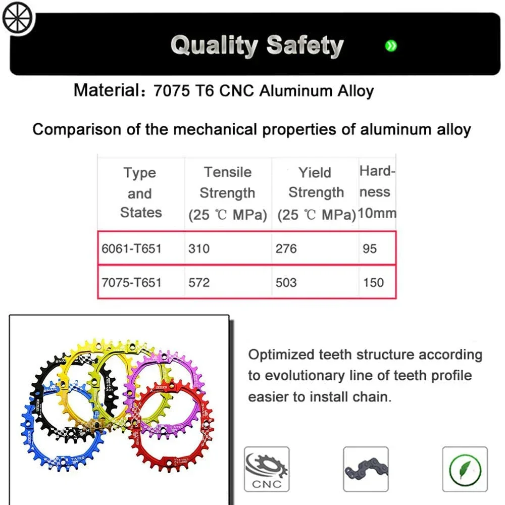 SNAIL Chainring 104bcd 30T Round Chainwheel Narrow Wide MTB Crankset Plate Mountain Bike Tooth Plate BCD 104 Chain Wheel