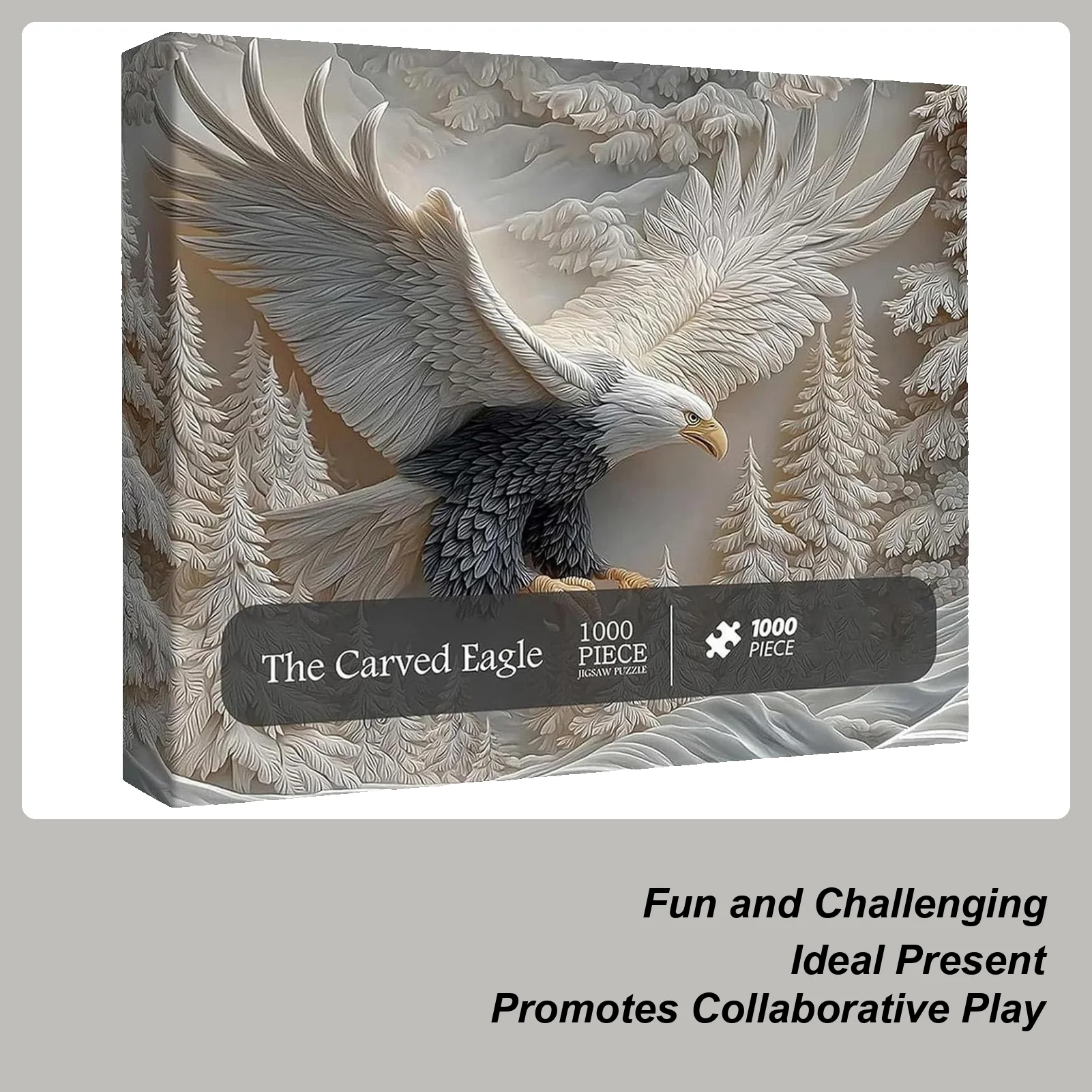 

1000 PC Carved Eagle Jigsaw Puzzle Fun Challenging Jigsaw Majestic Bald Eagle Puzzle Family Activities Game Home Decoration