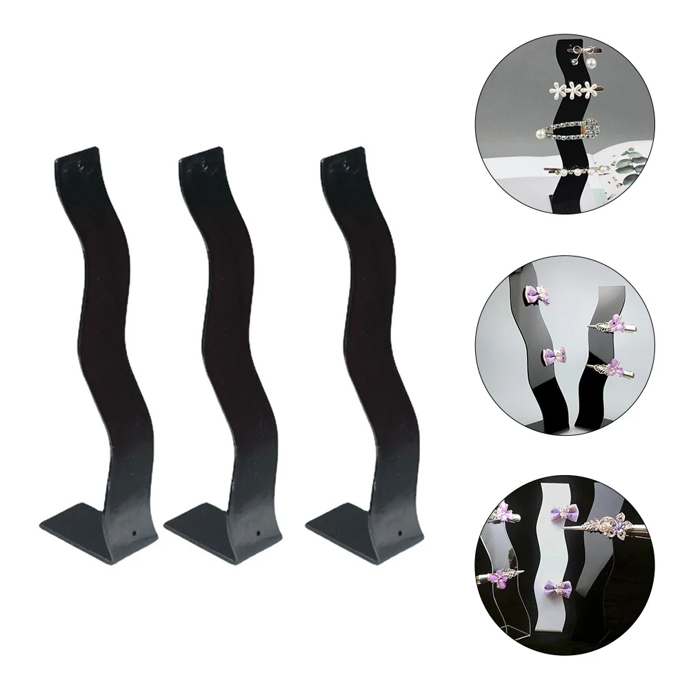 

Набор из 3 акриловых подставок для заколок: прочные черные органайзеры для заколок, практичные настольные держатели для заколок