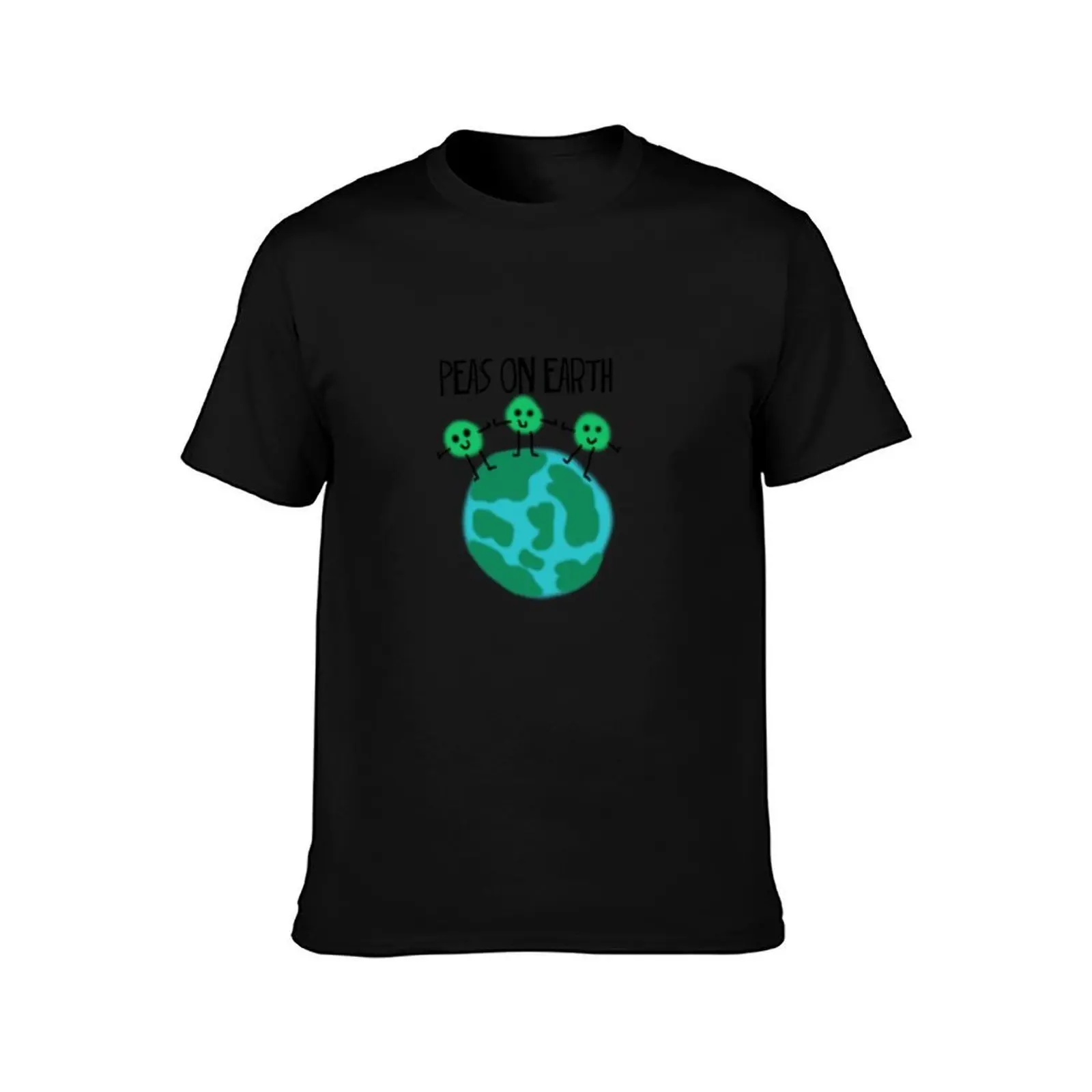 Peas on Earth T-Shirt, Summer Casual Cotton Tee, Oversized Streetwear Tops, Vintage Graphic Print, Loose Fit Short Sleeve