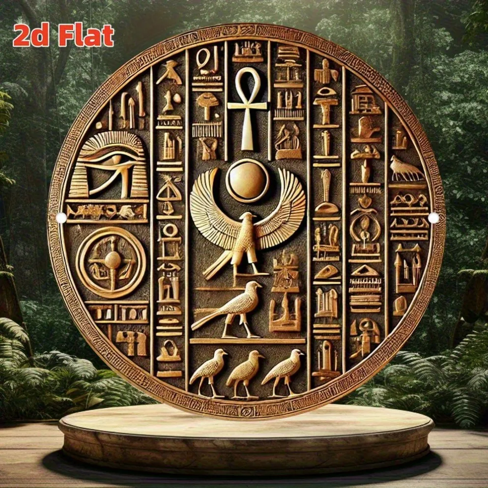 1 Stück ägyptische Hieroglyphen-Metallschild – 2D Ankh Auge des Horus-Vogelmotiven für Zimmer, Büro, Arbeitszimmer, Café, Eingangsbereich, Garage, Dekoration