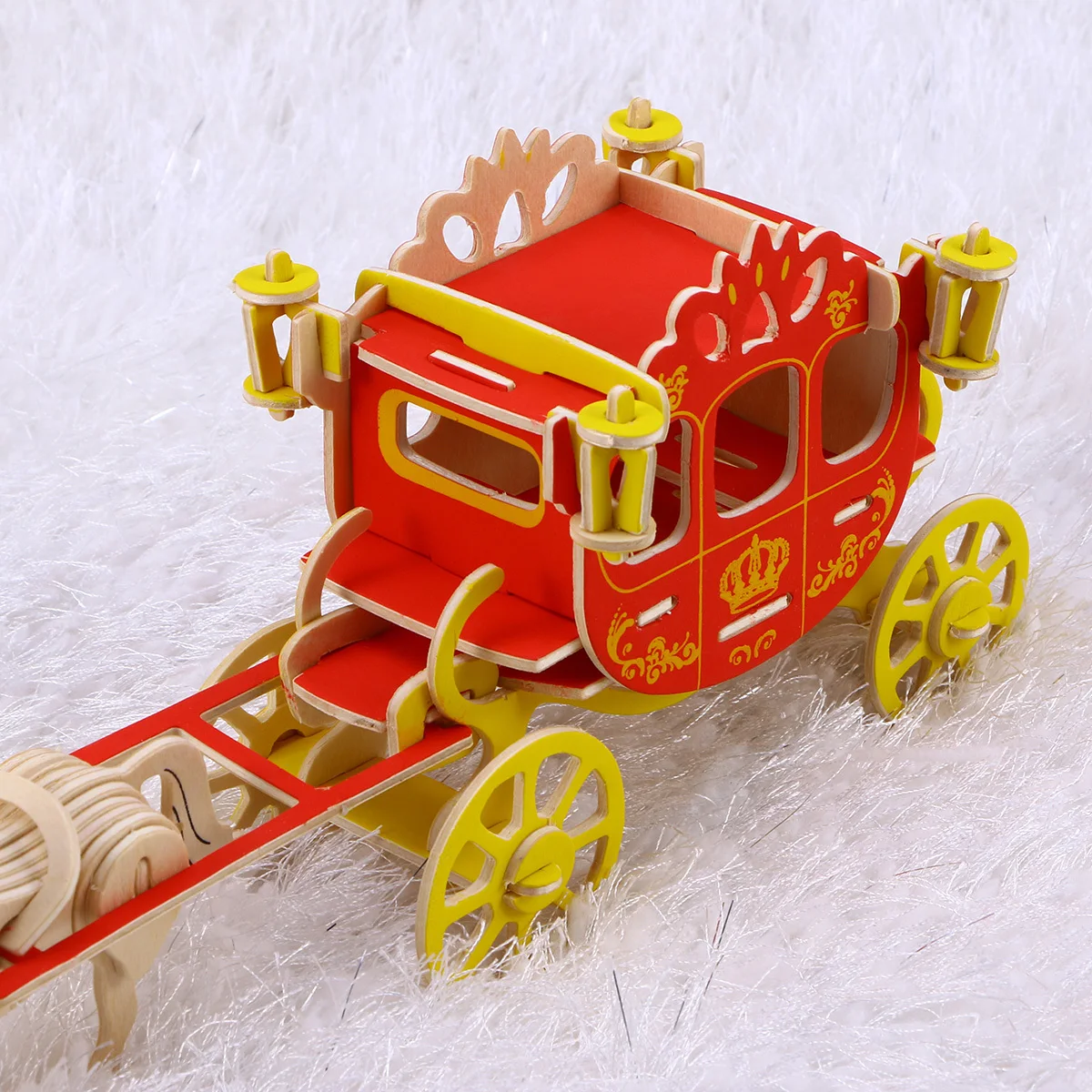 어린이를위한 왕실 마차 나무 퍼즐 키트 성인 교육 퍼즐 Diy 조립 교육 게임 장식 퍼즐