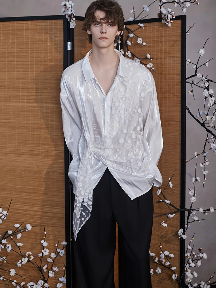 2025 Men's Summer New High-end Loose Comfort Long Sleeve Shirts Men's Solid Color Thin Tops Male Handsome Elegant Graceful Shirt