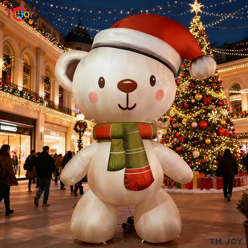 

Наружное украшение, гигантский рождественский надувной мишка с шляпой