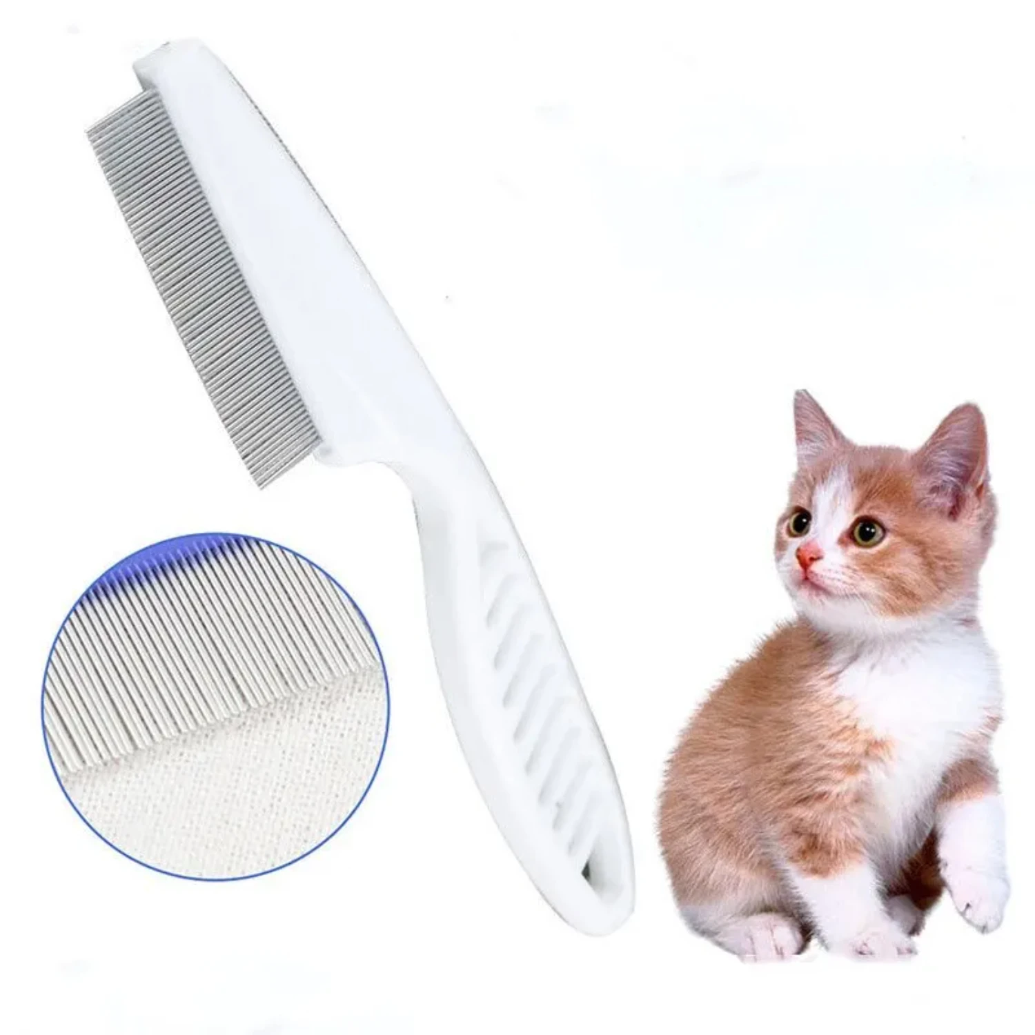 Portable and convenient stainless steel comb with dense teeth for effective pet grooming - perfect for quick hair removal, groom