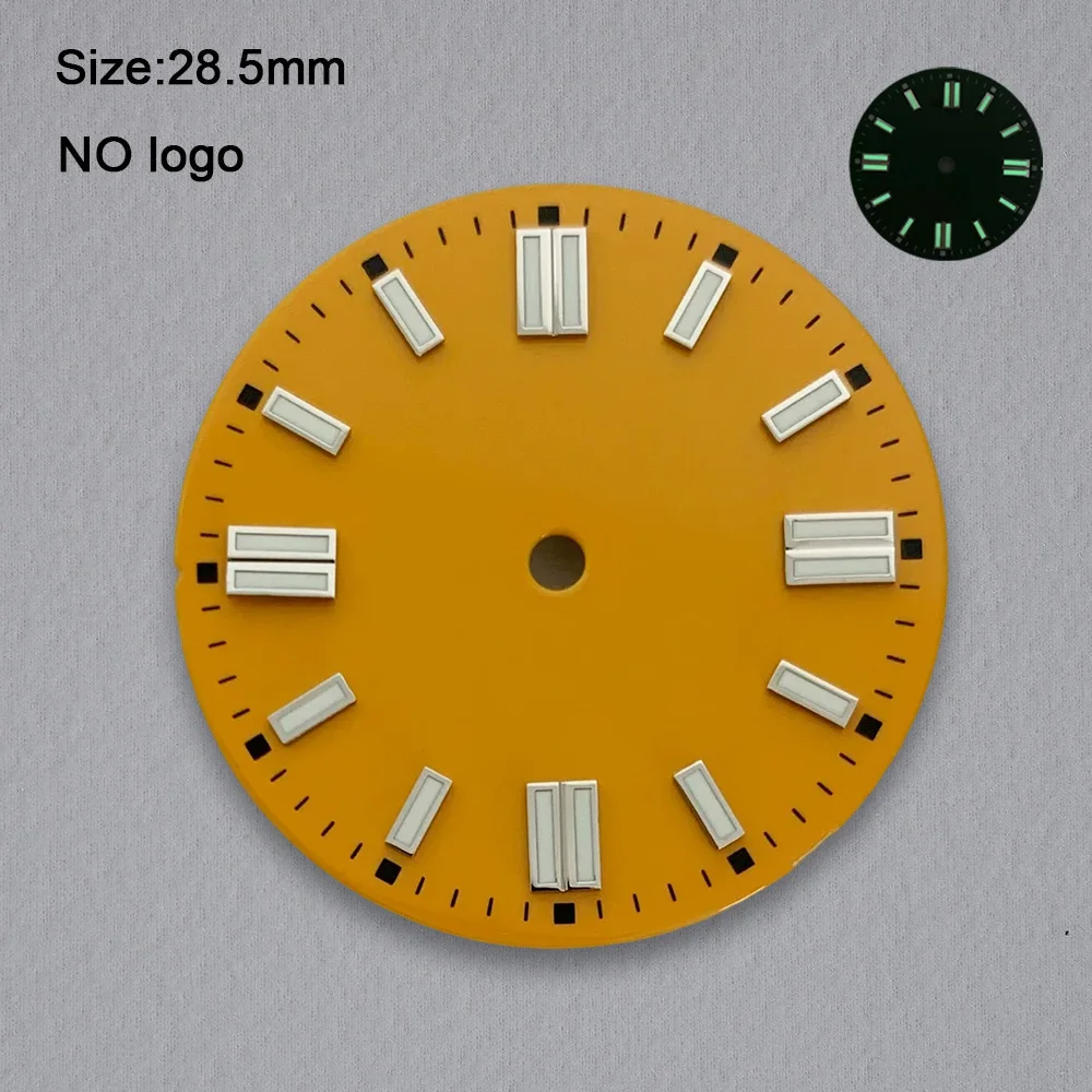 No Logo 28.5mm Blank Dial High-Quality For NH35 Movement Green Luminous Custom Logo Watch Dials Hands Accessories Repair Tools
