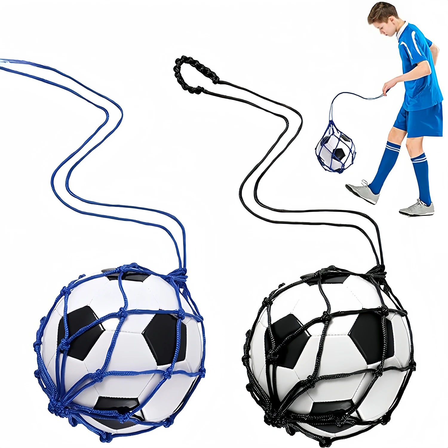 Pro Soccer Juggling Kick Trainer - Instant Elastic Rebound Net & Adjustable Belt - Portable Football Practice Device