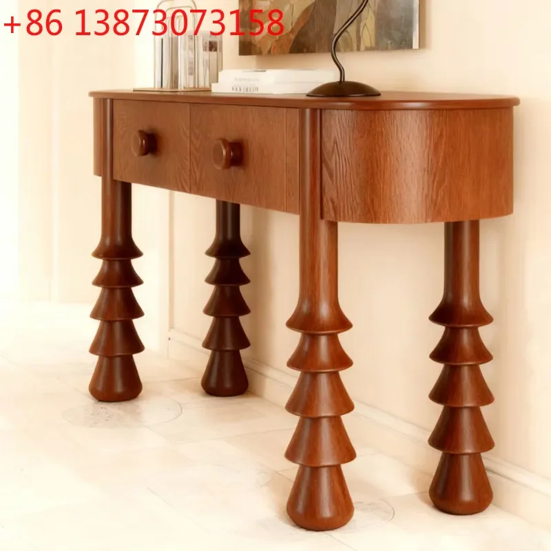 

Medieval style solid wood entrance table corridor aisle entrance table hotel homestay decoration cabinet entrance cabinet