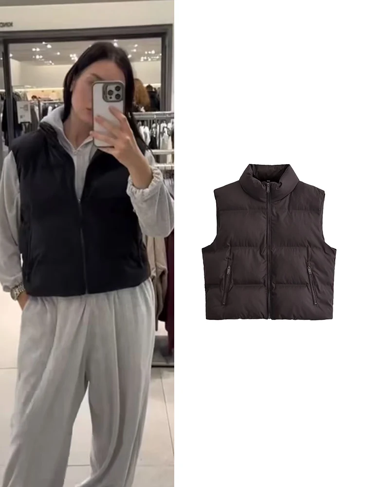 

Women Jacket Vest Autumn Winter Warm Cotton Sleeveless Simple Casual Vest Coat Fashion Solid Color Female Street Tank Top