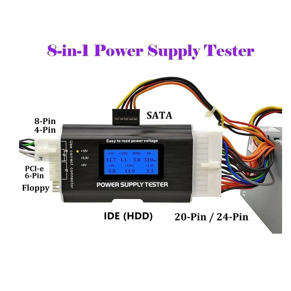 

Professional LCD Display Power Supply Tester 20/24 Pin Hardware Testing PC Power Tester Universal Diagnostic Tool PC Computer