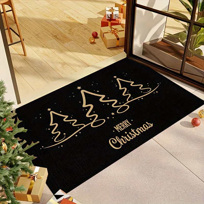 VIKAMA Christmas Rug Doormat Welcome Mat Outdoor Carpet 3 Christmas Tree Rug Soft Living Room Carpet Bedroom Rug Home Decoration