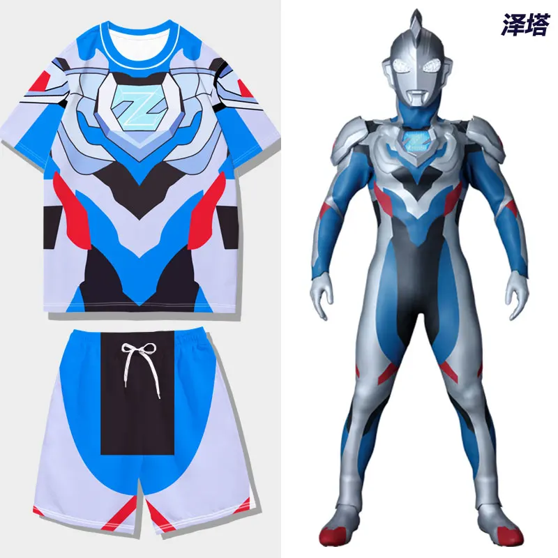 Ultraman joint T-shirt short-sleeved boy Cerro di Gazeta aix impression wear summer clothes male children