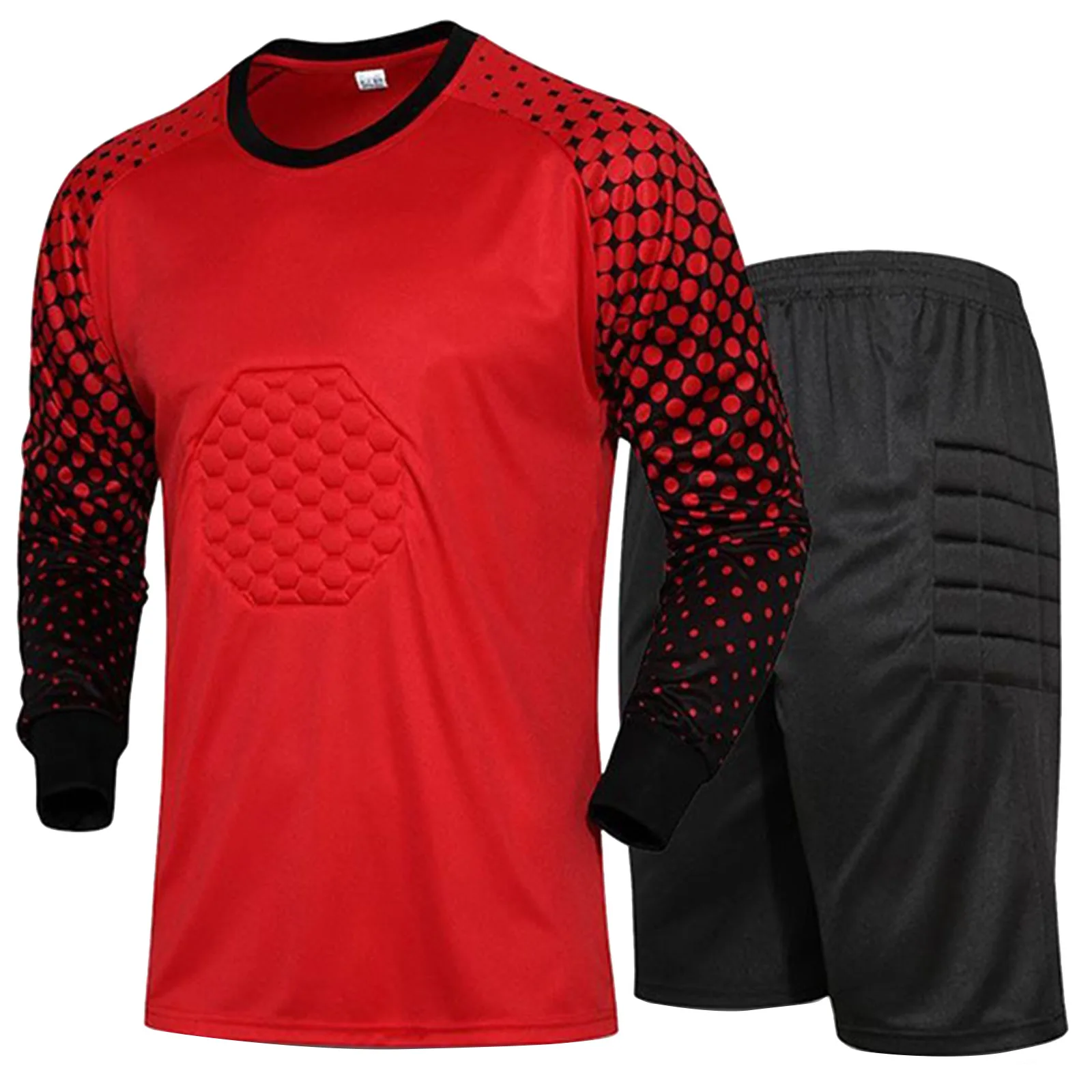 Mens Goalkeeper Sportsuit Long Sleeve Jersey Shirt And Shorts Set with Padded Chest And Thigh Uniform Breathable Quick Dry Suits