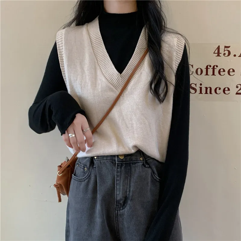 Loose V-Ne Sweater Vest Women's plus Size Korean Sle Knitted Top Slimming Outerwear Autumn New Arrival Faionable  ...