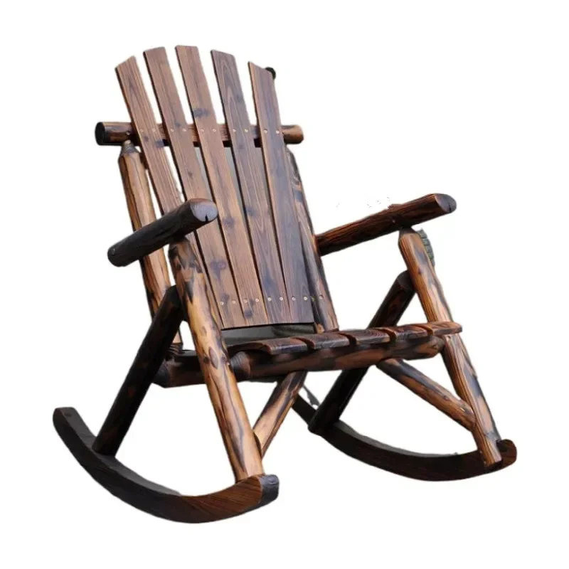 

Outdoor Furniture Wooden Rocking Chair Rustic American Country Style Antique Vintage Adult Large Garden Rocker Armchair Rocker