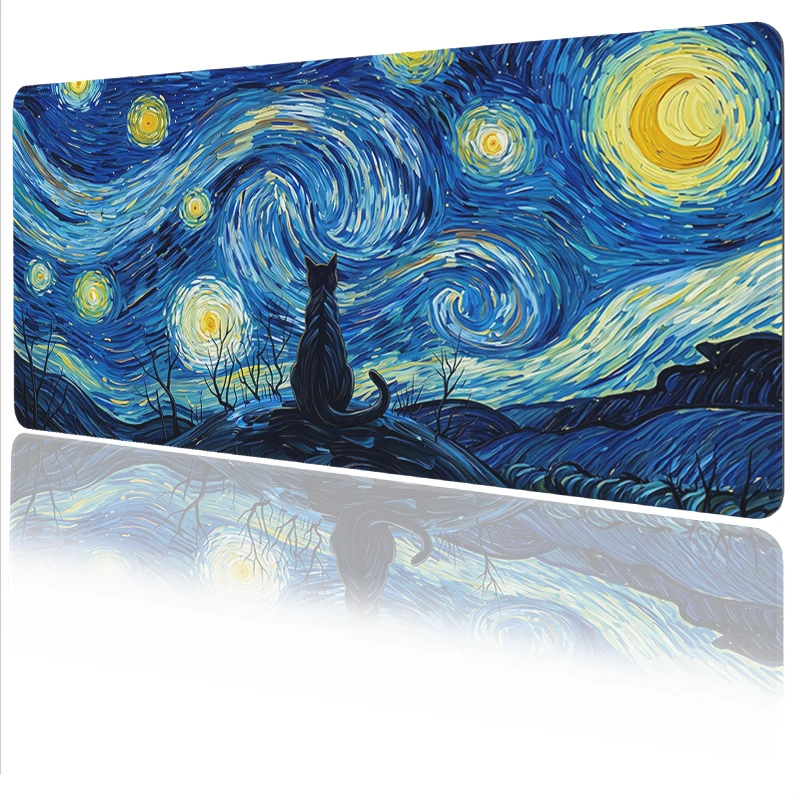 Mouse Pad Starry Night Black Cat Gamer XL Home New Custom Mousepad XXL MousePads Carpet Office Accessories Desktop Mouse Pad
