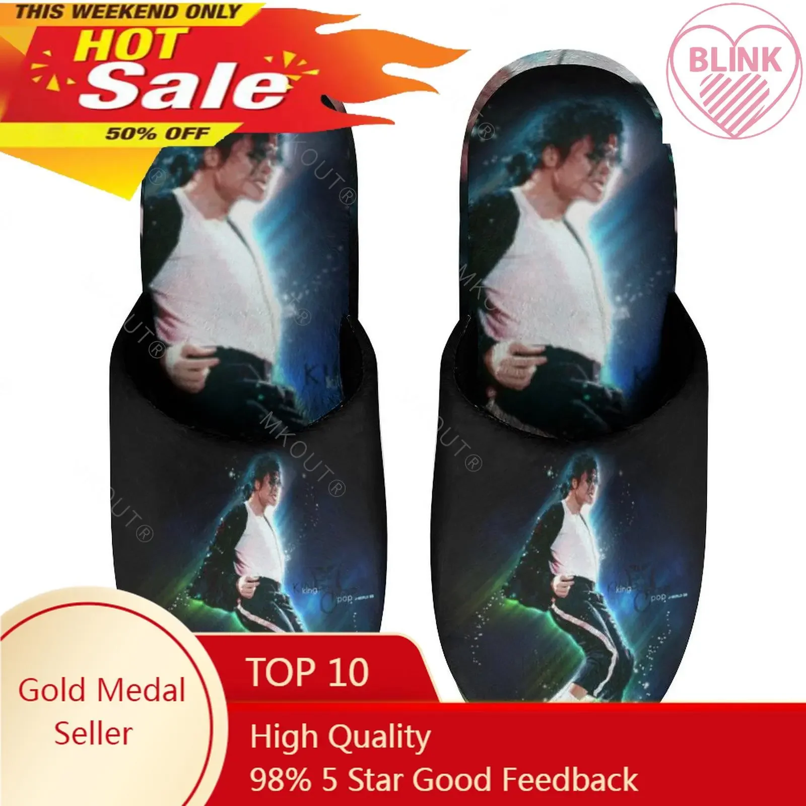 

Michael Jackson 5 Warm Cotton Slippers For Men Women Thick Soft Soled Non-Slip Fluffy Shoes Indoor House Slippers Sandles