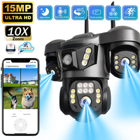 15MP WiFi IP Surveillance Camera Triple-Lens Triple Screens IP66 Outdoor HD Night Vision Outdoor 4G SIM Security Camera V380 Pro