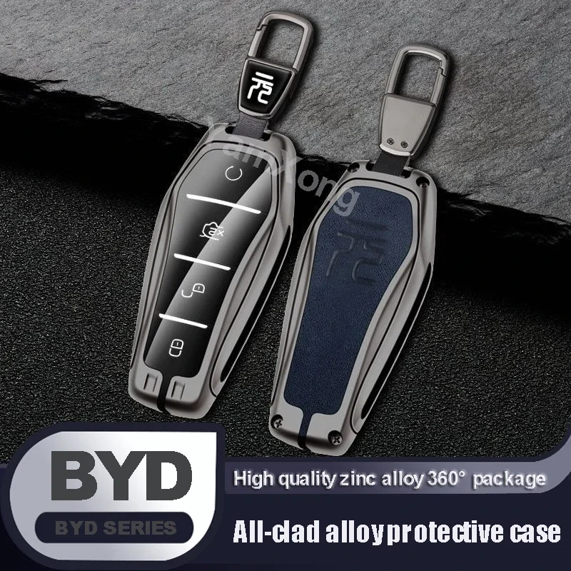 For  Yuan plus  Alloy Remote Key Case Cover Smart Keyless Protective Case Keychain Hold Decration case Car Accessories