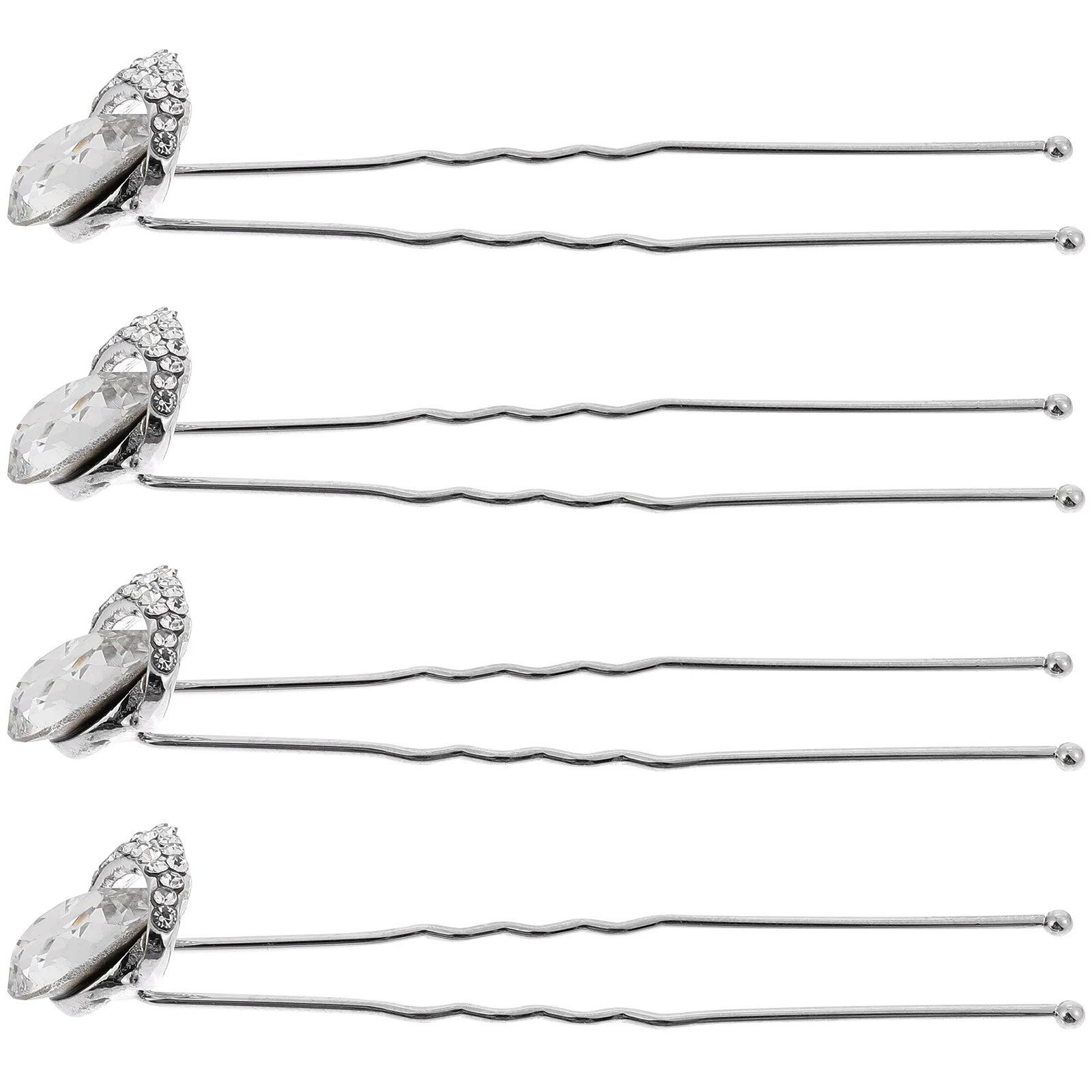 

4pcs Rhinestone Hairpins Blue Small Accessories for Women Metal Material Wedding Bridesmaid Prom Evening Hairpieces
