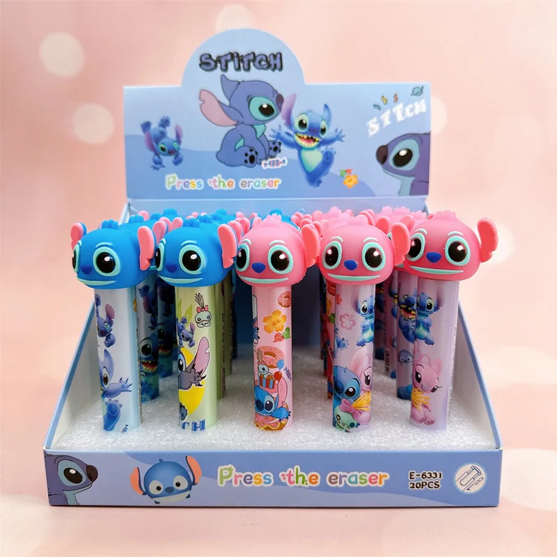 20pcs/lot Disney Stitch Press Eraser Cute Koala Writing Drawing Pencil Erasers Stationery Kids Gifts Office School Supplies