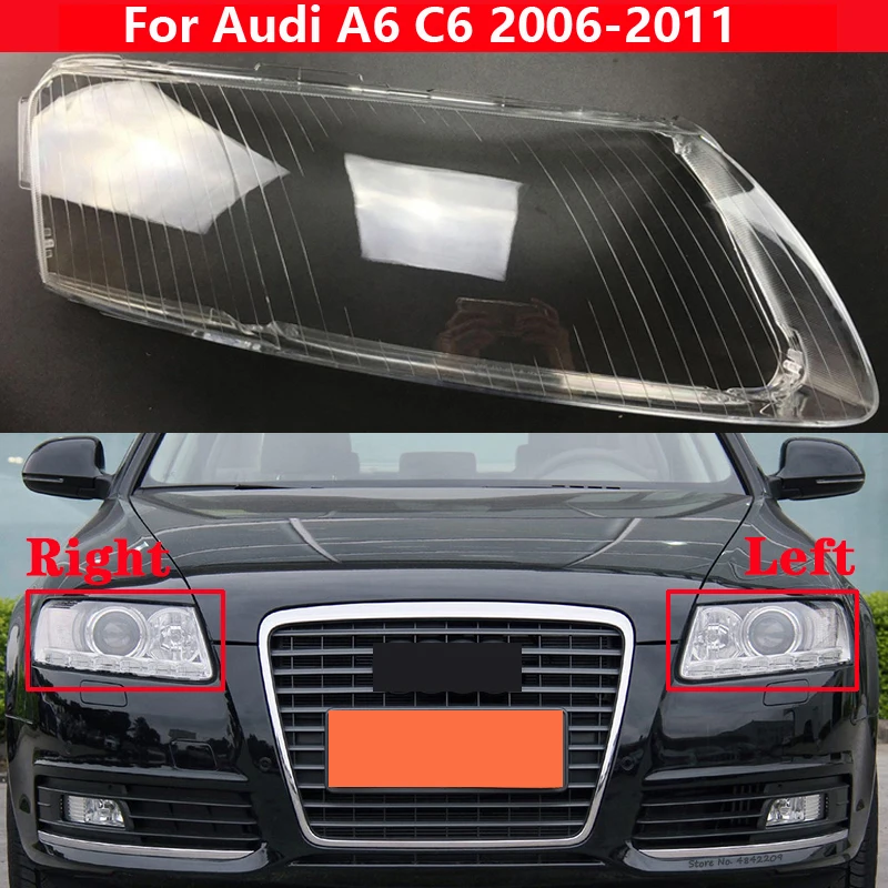 

Car Front Headlight Lens Cover For Audi A6 C6 2006-2011 glass Auto Shell Headlamp Lampshade transparent head light lamp cover