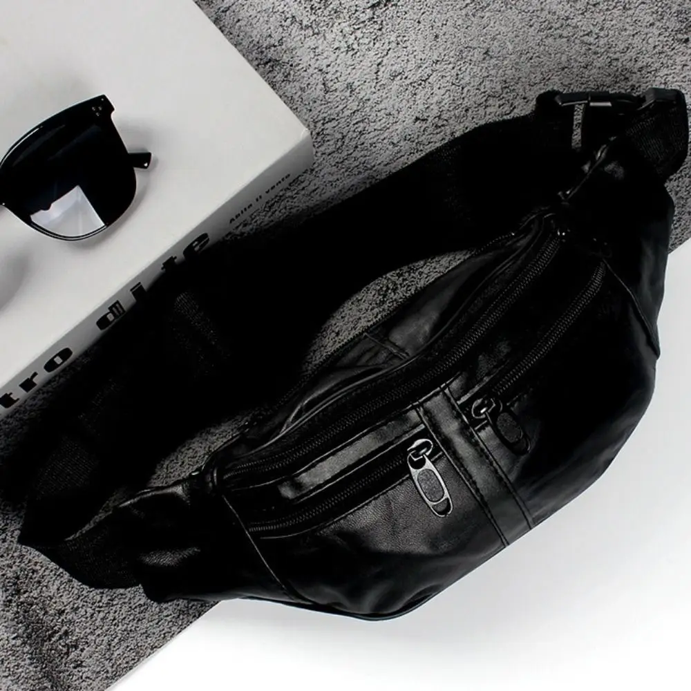 

Large Capacity Men's Waist Bag Multifunctional Adjustable Casual Fanny Bag Multi-layers Leather Travel Chest Bag Travel