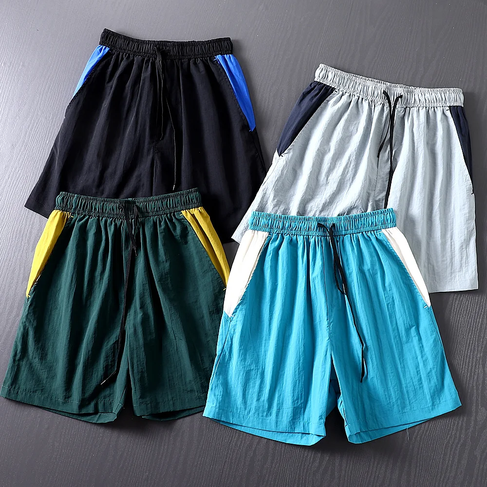 

Мужские летние легкие повседневные спортивные брюки из нейлона в стиле американского ретро с пэчворком, быстросохнущие, для пляжа