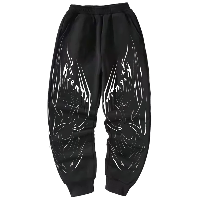 Pantaloni da uomo in puro cotone 2024 gym Y2k retro spider print pattern leggings da jogging casual larghi con coulisse versatile allentata